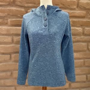 Columbia Heather Blue, Button-Neck, Fleece-Lined Pullover - Size M